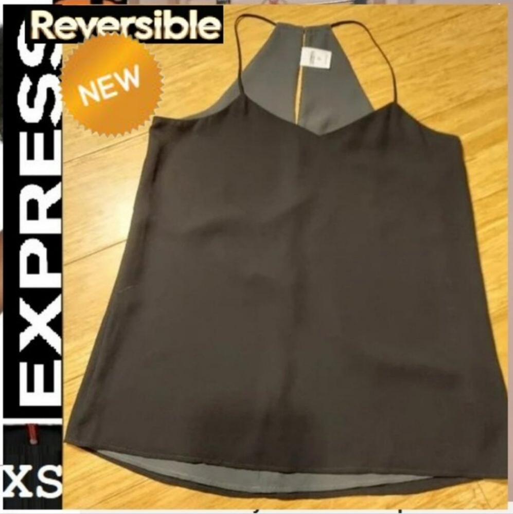 🎁 10/$25- Express tank blouse,  xs extra small,  black and gray reversible cami